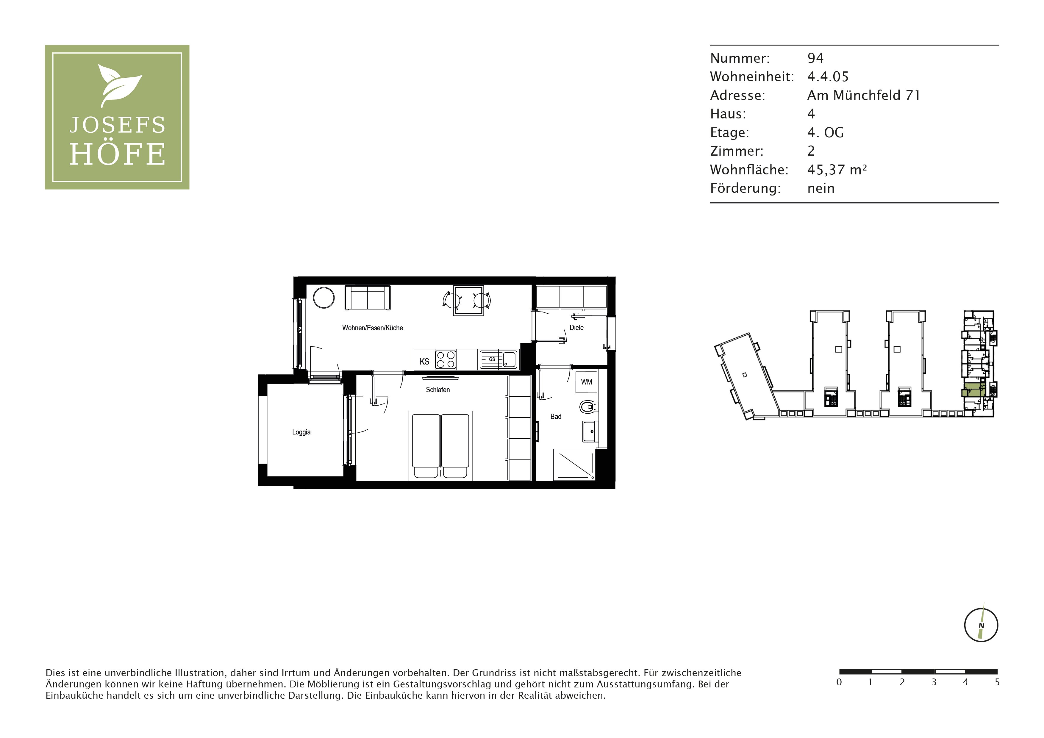 Wohnung zur Miete 1.360 € 2 Zimmer 45,4 m²<br/>Wohnfläche 4.<br/>Geschoss Am Münchfeld 71 Allach-Untermenzing München 80999