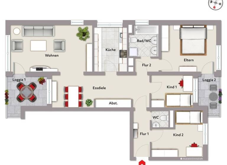 Wohnung zum Kauf 349.000 € 4 Zimmer 98,5 m² 2. Geschoss frei ab sofort Schweinau Nürnberg 90441