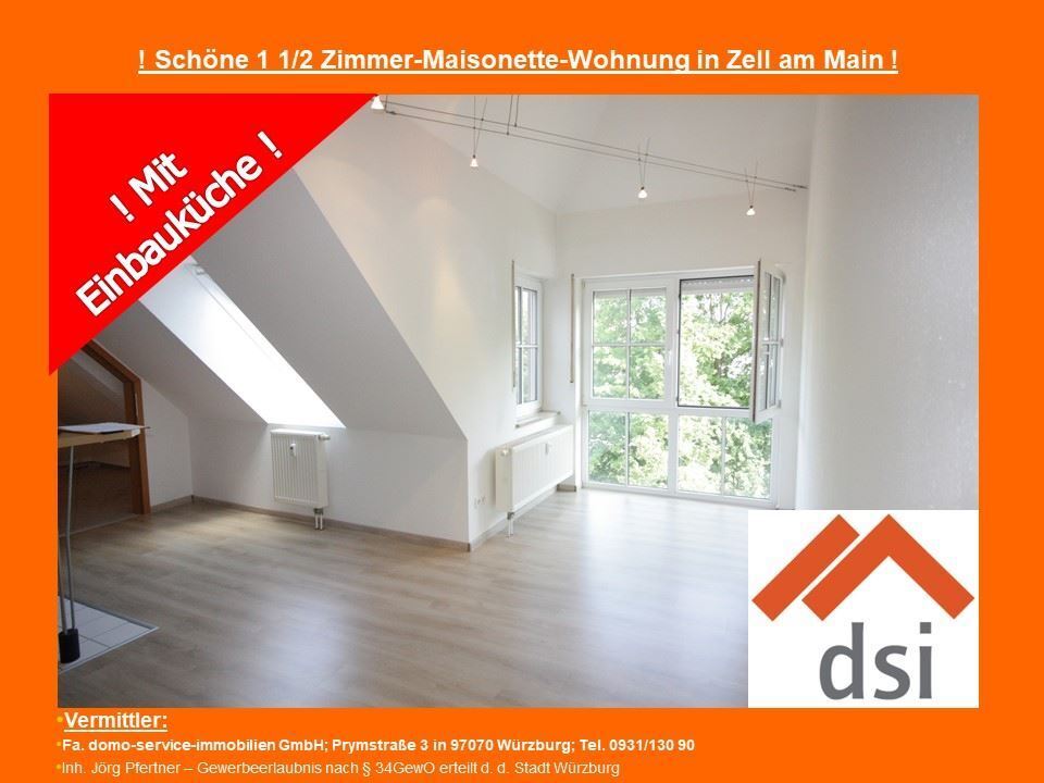 Maisonette zur Miete 400 € 1,5 Zimmer 34,3 m²<br/>Wohnfläche 3.<br/>Geschoss ab sofort<br/>Verfügbarkeit Dr. Bolza Ring 2 Zell 97299