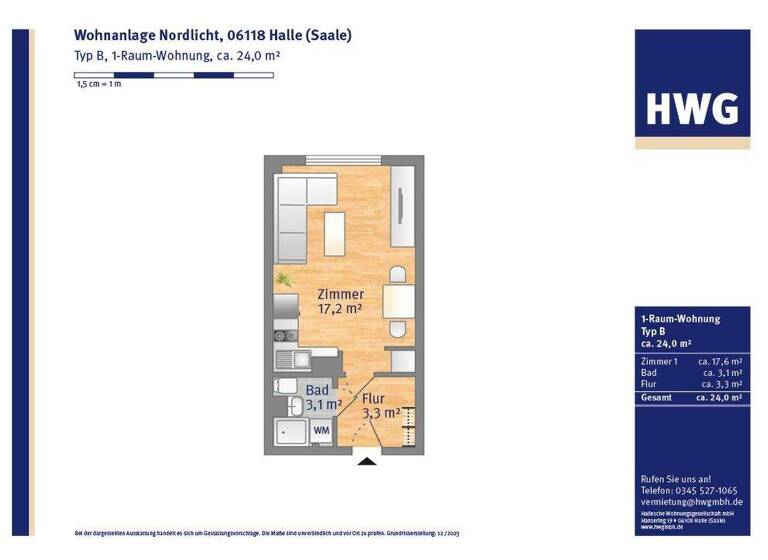 Studio zur Miete 215 € 1 Zimmer 24,3 m² 5. Geschoss frei ab 01.04.2026 Oppiner Straße 19 Trotha Halle 06118