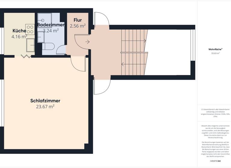 Wohnung zur Miete 520 € 1 Zimmer 34 m²<br/>Wohnfläche 2/3<br/>Geschoss Wik Kiel 24106