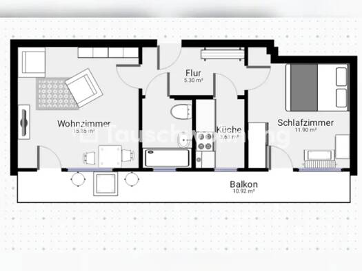 Wohnung zur Miete Tauschwohnung 590 € 2 Zimmer 40 m² 6. Geschoss Sachsenhausen Süd 60598