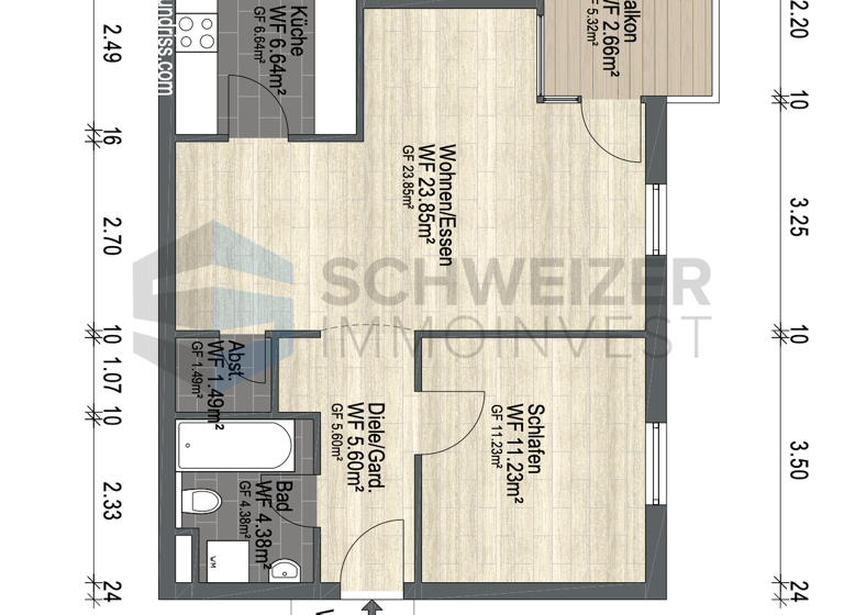 Wohnung zum Kauf 175.000 € 2 Zimmer 51,9 m² 2. Geschoss Plochingen 73207