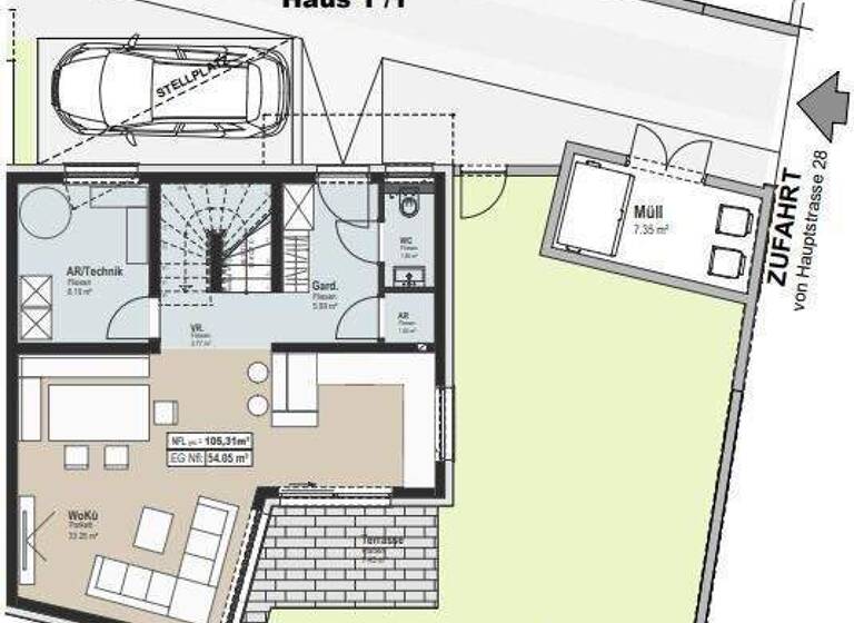 Reihenmittelhaus zum Kauf - Erstbezug 394.400 € 4 Zimmer 105 m² Ladendorf 2126