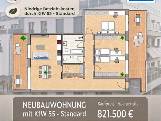 Wohnung zum Kauf - Erstbezug provisionsfrei 821.500 € 4 Zimmer 139,6 m² frei ab sofort Südstadt Fürth 90763
