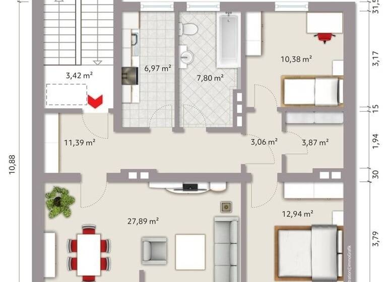 Wohnung zum Kauf 109.000 € 3 Zimmer 84 m²<br/>Wohnfläche Dachgeschoss, 3.<br/>Geschoss Friemersheim Duisburg 47229