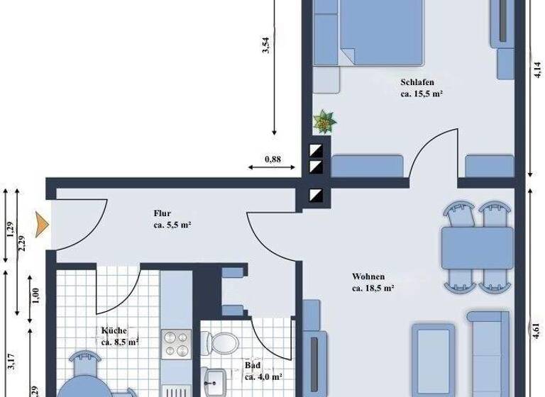 Wohnung zum Kauf 175.950 € 2 Zimmer 52 m² Reutershagen Rostock / Reutershagen 18069