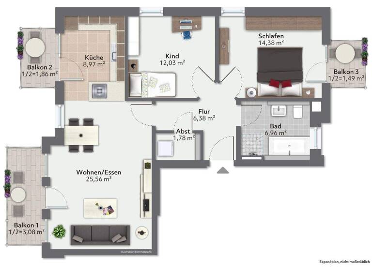 Wohnung zum Kauf 588.000 € 3 Zimmer 82,4 m² 1. Geschoss Grafing Grafing bei München 85567