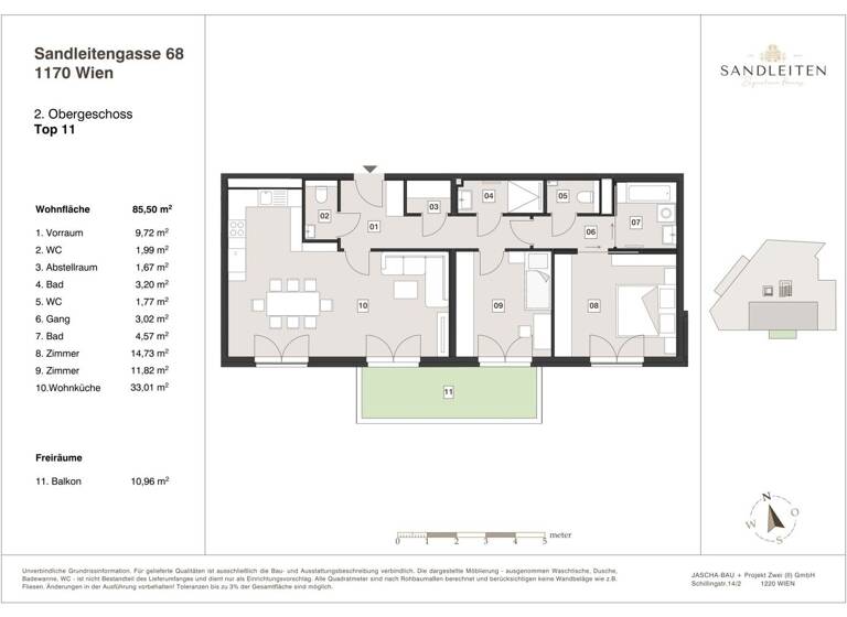 Wohnung zum Kauf - Erstbezug 749.000 € 3 Zimmer 85,5 m² 2. Geschoss Wien,Hernals 1170