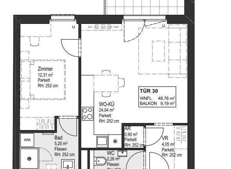 Wohnung zur Miete - Erstbezug 853 € 2 Zimmer 48,8 m² 3. Geschoss Wien 1150
