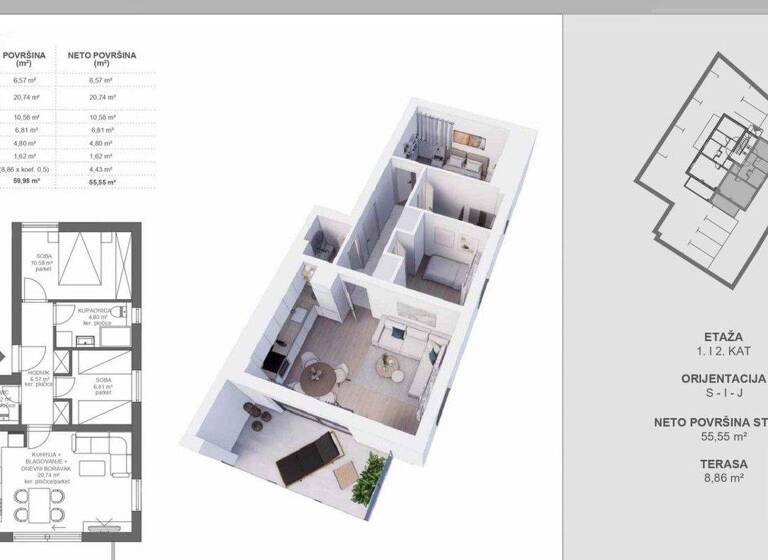 Wohnung zum Kauf 234.094 € 3 Zimmer 58,7 m² 1. Geschoss Pakostane 0