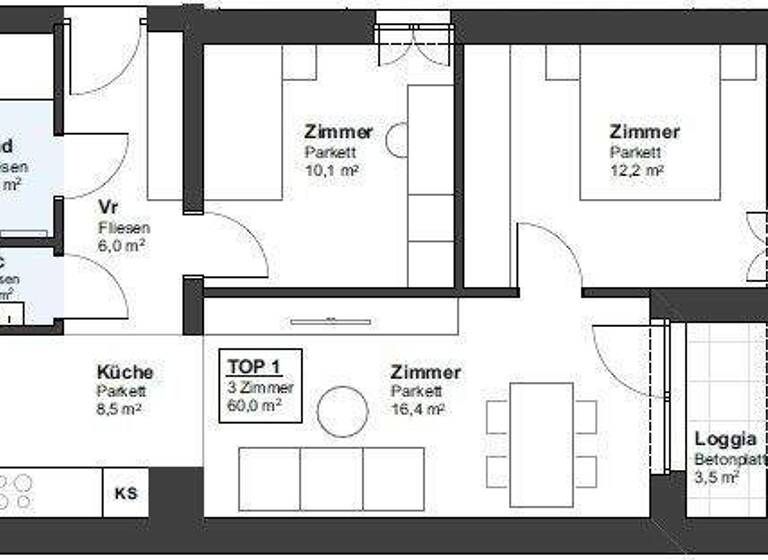 Wohnung zum Kauf 295.000 € 3 Zimmer 60 m² St. Pölten 3100