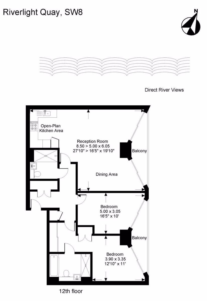 Studio zum Kauf 1.758.447 € 3 Zimmer 91,5 m²<br/>Wohnfläche Riverlight  Nine Elms London SW118BE