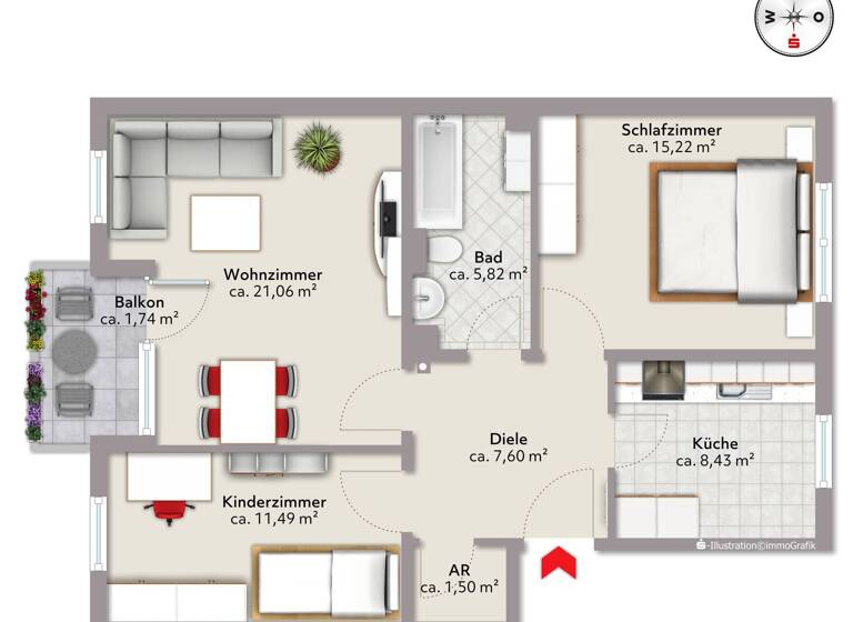 Wohnung zum Kauf 260.000 € 3 Zimmer 70,7 m²<br/>Wohnfläche Grassau Grassau 83224