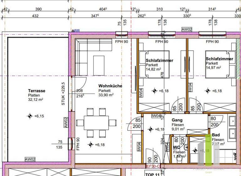 Terrassenwohnung zum Kauf - Erstbezug 376.500 € 3 Zimmer 82 m² 2. Geschoss Aigen im Ennstal 8943