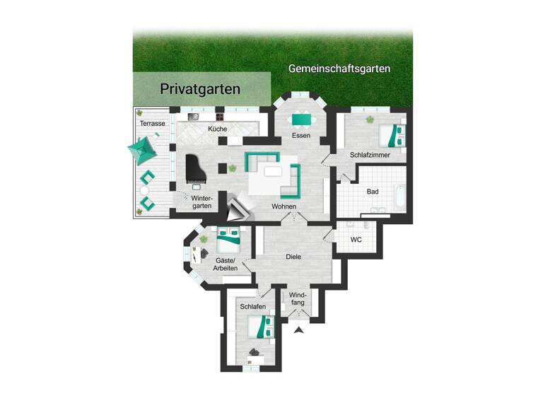 Wohnung zum Kauf - Erstbezug 995.000 € 4 Zimmer 181,9 m² EG Schönefeld-Abtnaundorf Leipzig 04347