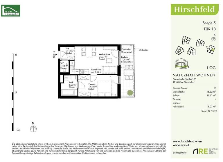 Wohnung zum Kauf - Erstbezug provisionsfrei 280.000 € 2 Zimmer 45,3 m² 1. Geschoss Gerasdorfer Straße 105 Wien 1210