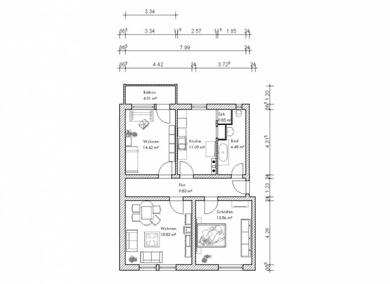 Wohnung zur Miete 502 € 3 Zimmer 75,2 m² 1. Geschoss frei ab 01.05.2026 Wielandstraße 32 Stadtfeld Ost Magdeburg 39108