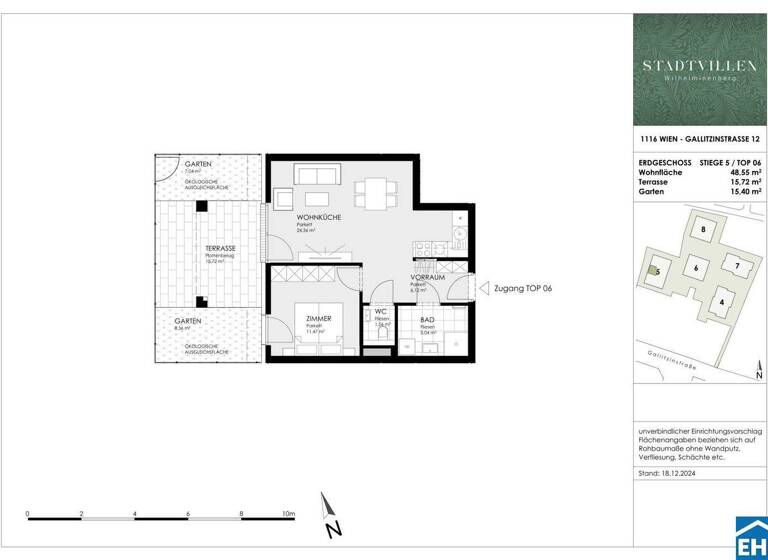 Wohnung zum Kauf - Erstbezug 357.000 € 2 Zimmer 48,6 m² EG Erdbrustgasse Wien 1160