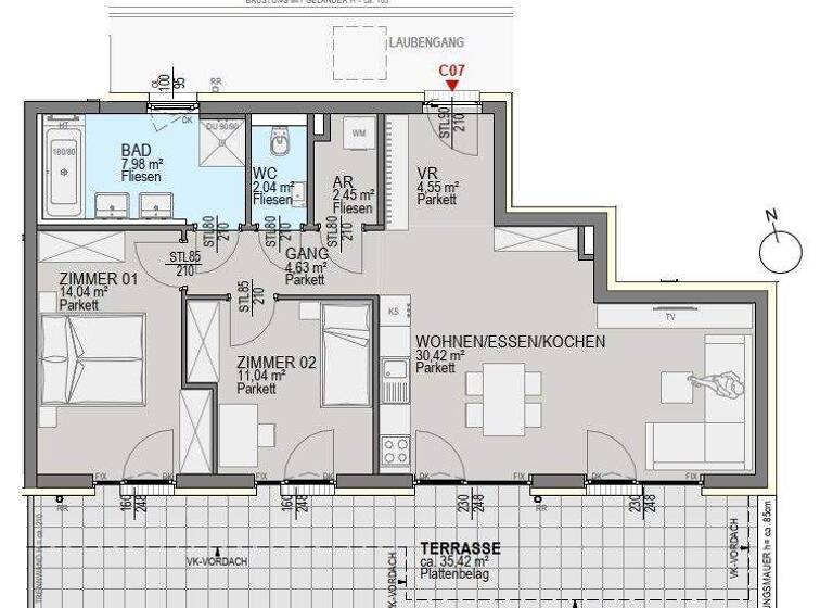 Penthouse zum Kauf - Erstbezug 542.200 € 3 Zimmer 77,2 m² 2. Geschoss Straßgang Graz 8054