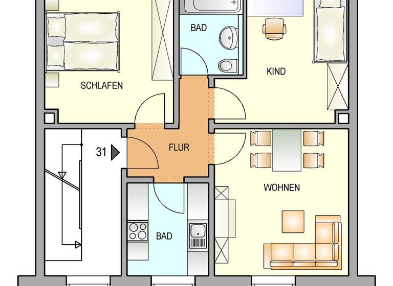 Wohnung zur Miete nur mit Wohnberechtigungsschein 336 € 2 Zimmer 56,5 m² 1. Geschoss frei ab 01.03.2026 Neuenhof 12 Süd Remscheid 42859