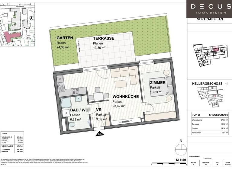 Wohnung zur Miete 621 € 2 Zimmer 47,1 m² EG Teufelhof St. Pölten 3100