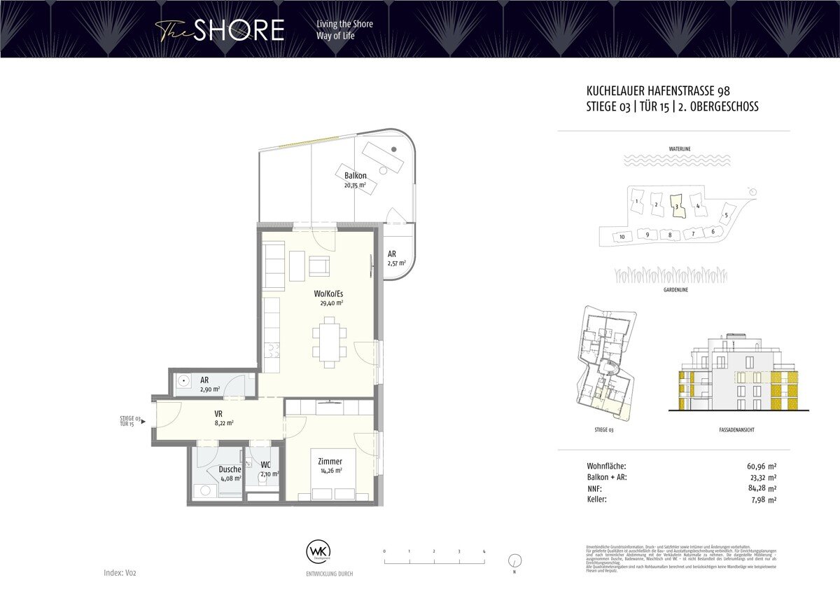 Wohnung zum Kauf 483.571 € 2 Zimmer 61 m²<br/>Wohnfläche 2.<br/>Geschoss Kuchelauer Hafenstraße 98 Wien, Döbling / Wien 19., Döbling 1190