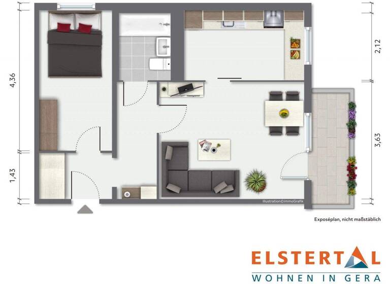 Wohnung zur Miete 221 € 2 Zimmer 48 m² 5. Geschoss Rudelsburgstraße 2 Bieblach-Ost Gera 07552