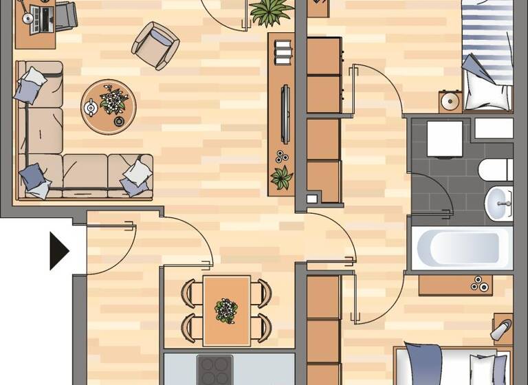 Wohnung zur Miete 597 € 3 Zimmer 70,5 m² 3. Geschoss Thorner Weg 21 Vorsfelde Wolfsburg 38448