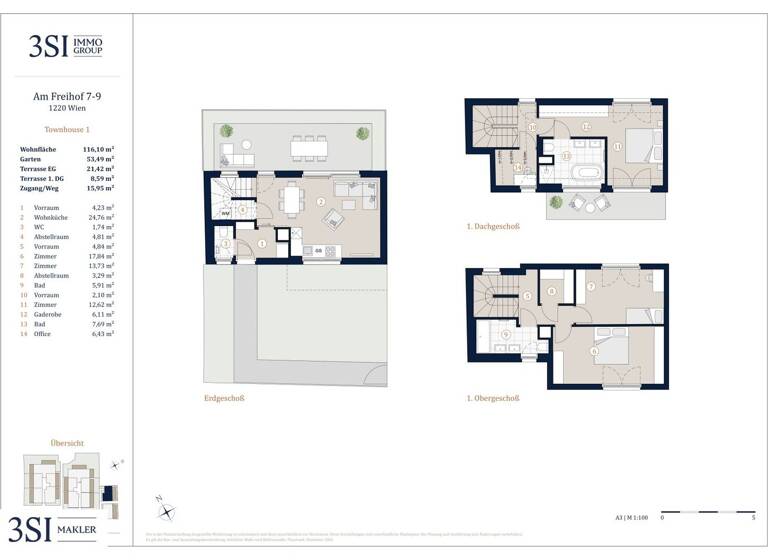 Reihenmittelhaus zum Kauf - Erstbezug 735.080 € 4 Zimmer 116,1 m² Am Freihof 9 Wien 1220