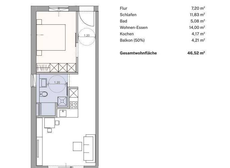 Wohnung zum Kauf - Erstbezug provisionsfrei 369.000 € 2 Zimmer 46,5 m² 1. Geschoss Westenviertel Regensburg 93049
