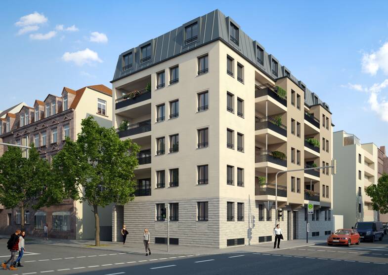 Wohnung zum Kauf - Neubau provisionsfrei 458.250 € 3 Zimmer 77,4 m² 2. Geschoss frei ab sofort Schwabacher Straße 74-76 St Leonhard Nürnberg 90439