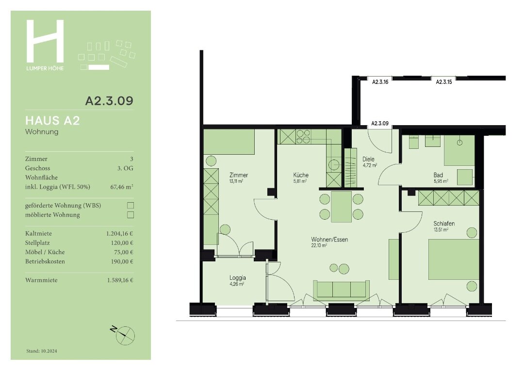 Wohnung zur Miete 1.204 € 3 Zimmer 67,5 m²<br/>Wohnfläche 3.<br/>Geschoss 01.04.2025<br/>Verfügbarkeit Lumper Höhe 2/2 Oststadt Ravensburg 88212