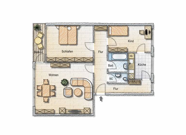 Wohnung zur Miete 601 € 3 Zimmer 75,2 m²<br/>Wohnfläche 3.<br/>Geschoss 14.06.2025<br/>Verfügbarkeit Görlitzer Straße 13 Wohnstadt Waldau Kassel 34123