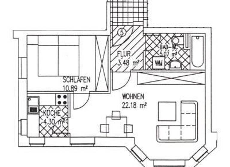 Wohnung zur Miete 300 € 2 Zimmer 45,9 m² 1. Geschoss Kurt-Eisner-Straße 39 Pölbitz Zwickau 08058