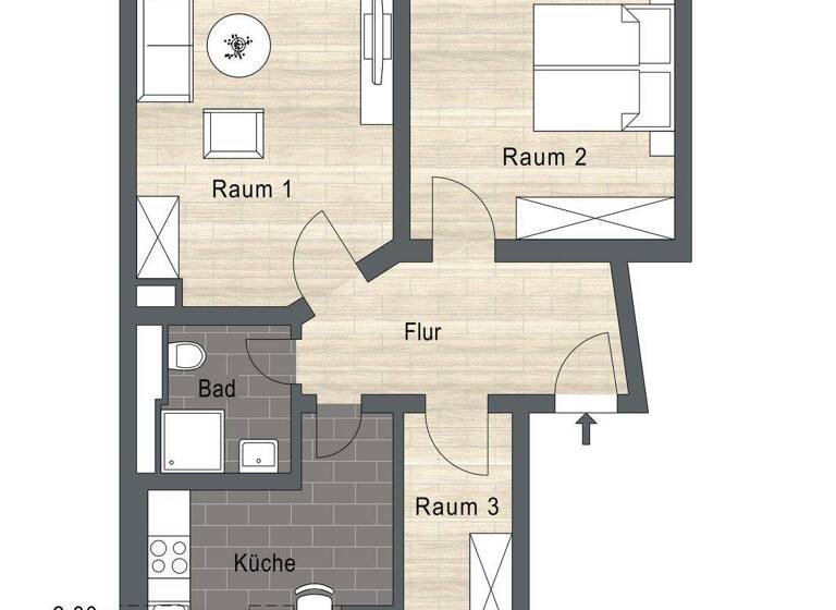 Wohnung zur Miete 1.179 € 3 Zimmer 85 m² 3. Geschoss frei ab sofort Bülowstraße 8 Volkmarsdorf Leipzig 04315