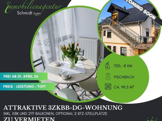 Wohnung zur Miete 700 € 3 Zimmer 99,5 m² Fischbach 55743