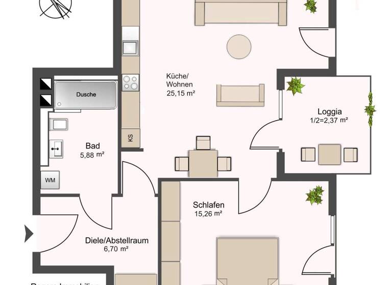 Wohnung zum Kauf 470.000 € 2 Zimmer 55,4 m² 2. Geschoss Berg am Laim München 81825