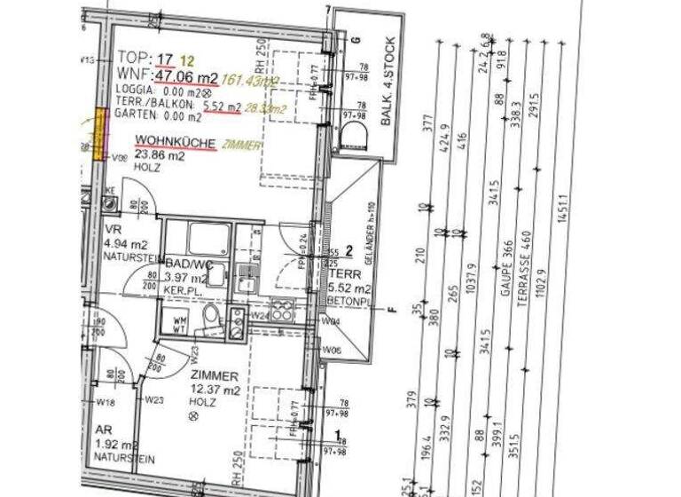 Wohnung zur Miete 697 € 2 Zimmer 47,1 m² 4. Geschoss frei ab 01.04.2026 Wien 1140