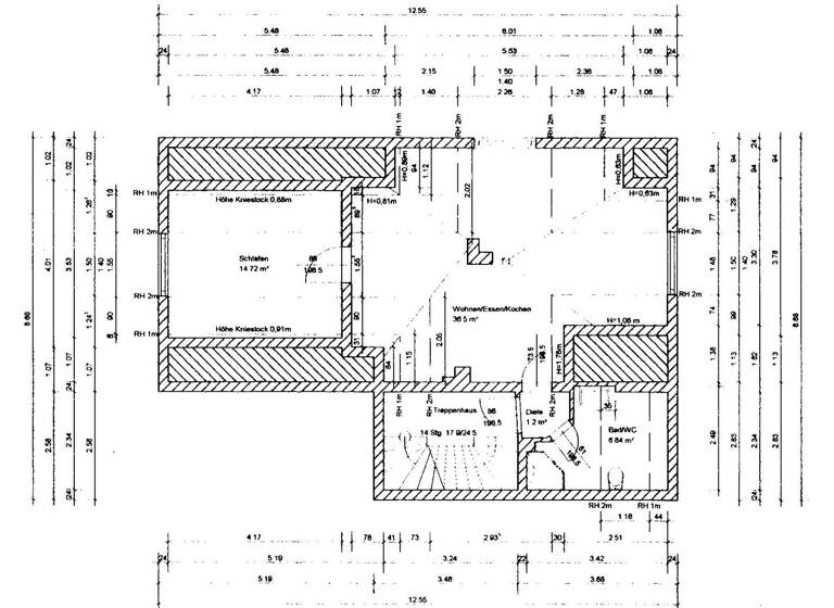 Wohnung zur Miete 430 € 2 Zimmer 43,9 m²<br/>Wohnfläche Dachgeschoss<br/>Geschoss Am Windrad 15 Petersberg Bad Hersfeld 36251