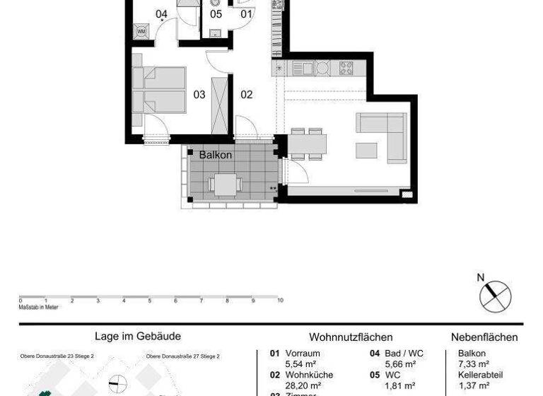 Wohnung zum Kauf - Erstbezug 478.000 € 2 Zimmer 53,8 m² 2. Geschoss Obere Donaustraße 23 Wien 1020