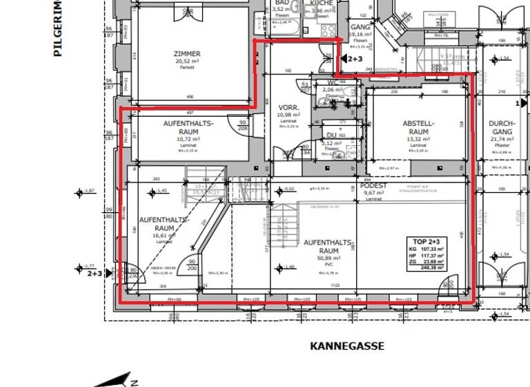 Bürofläche zur Miete 12,52 € 248,4 m² Bürofläche Kannegasse 8 Wien 1150