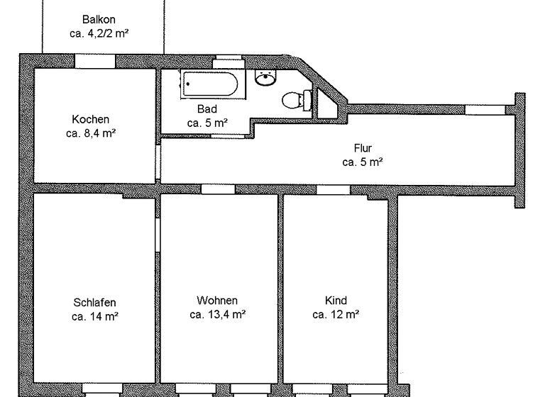 Wohnung zur Miete 561 € 3 Zimmer 66 m² 2. Geschoss Herderstraße 01 Schkeuditz 04435
