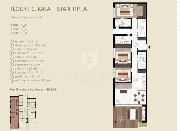 Wohnung zum Kauf 599.000 € 3 Zimmer 111 m² 1. Geschoss Novigrad Novigrad