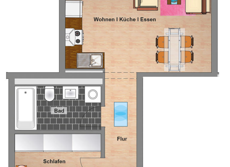 Wohnung zur Miete - Erstbezug 640 € 2 Zimmer 58,1 m² 1. Geschoss frei ab sofort Maxim-Gorki-Straße 19 Pirna 01796