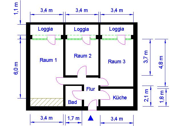 Wohnung zur Miete 535 € 3 Zimmer 69,5 m²<br/>Wohnfläche 13.<br/>Geschoss Jakobstr. 7a Krökentorviertel / Breiter Weg NA Magdeburg 39104