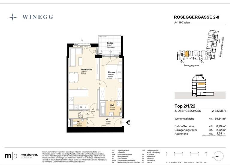 Wohnung zum Kauf - Erstbezug 345.800 € 3 Zimmer 59,8 m² 3. Geschoss Roseggergasse 2-8 Wien 1160