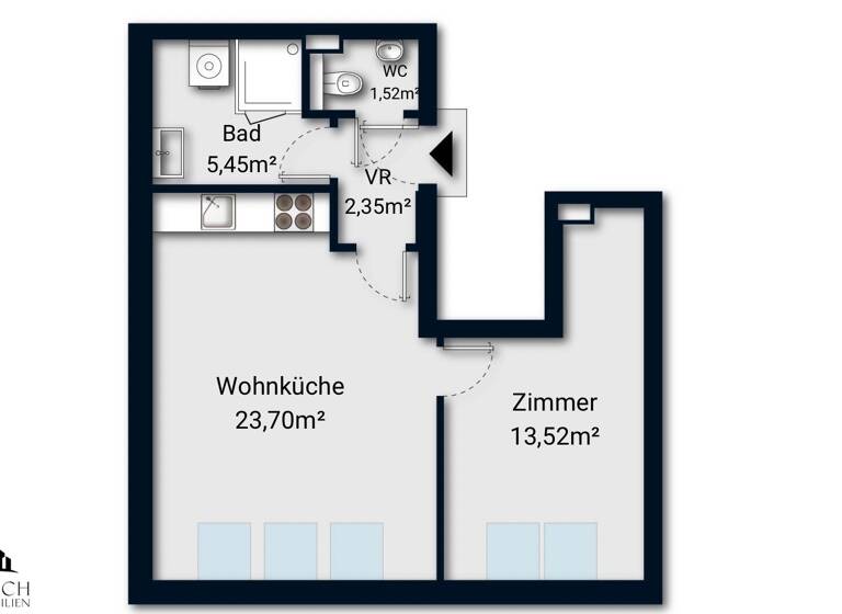 Wohnung zum Kauf - Erstbezug 222.000 € 2 Zimmer 46,5 m² 3. Geschoss Wien 1210
