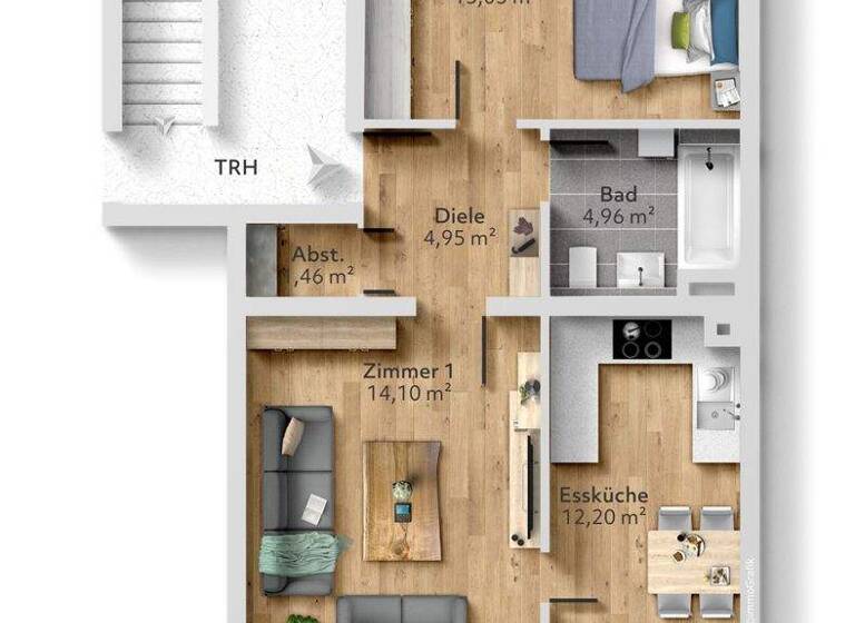 Wohnung zum Kauf 229.900 € 3 Zimmer 58,9 m² 1. Geschoss Traunreut 83301