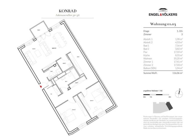 Wohnung zur Miete 1.970 € 3 Zimmer 117 m² St. Georg Hamburg 20099